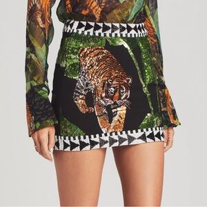 Retrofete Embellished Tiger Print Skirt Coachella Stagecoach Festival Vacation